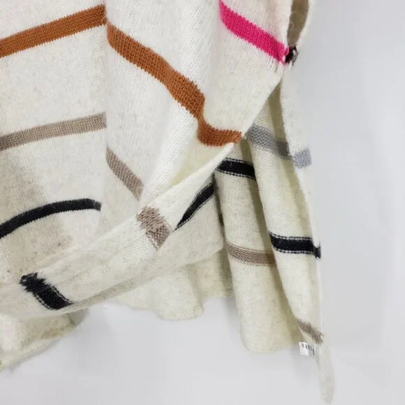 3/$25 LOFT Striped Turtleneck Poncho Sweater XS / S Women's Pullover Cream Pink - Picture 6 of 7